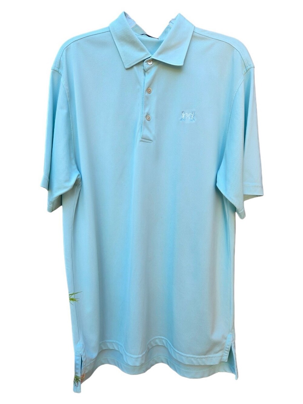 Peter Millar Men's Aqua Short-Sleeve NGLA Pique Polo Shirt - Size L